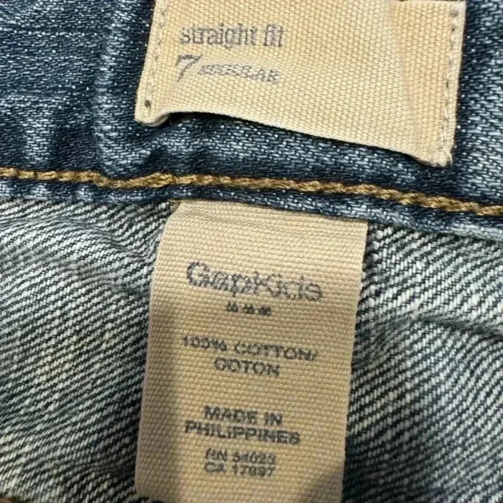 Gaps kids boys straight fit jeans sz 7 and long sleeve crew neck pocket tee sz m